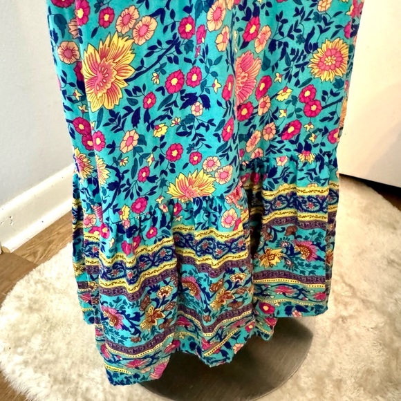 Women’s Maxi wrap dress Bohemian Boho Print Ruffle Hem Floral blue S Western - Picture 11 of 16